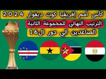 كأس أمم إفريقيا كوت ديفوار 2024 .. الترتيب النهائي للمجموعة الثانية .. الصاعدين الي دور ال16
